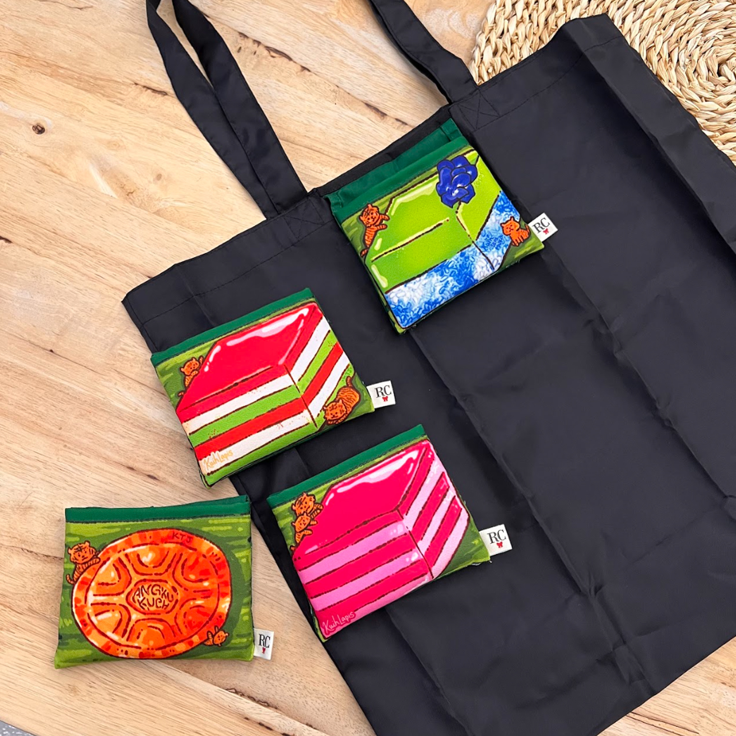 KTJ Beg Lipat Kuih Tradisional / Foldable Tote Bag