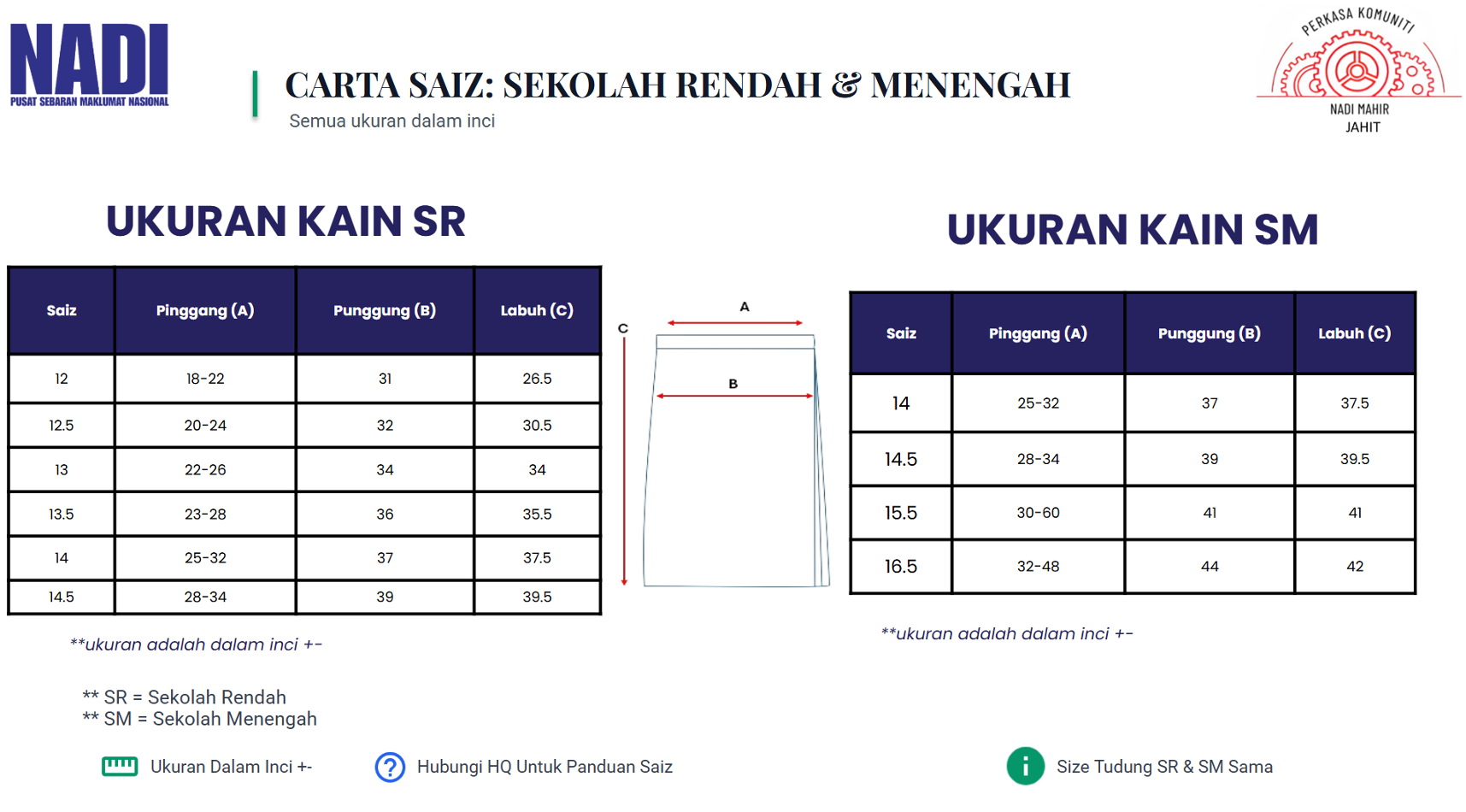 Set Uniform Sekolah Menengah NADI Saiz 16.5 — gambar 3