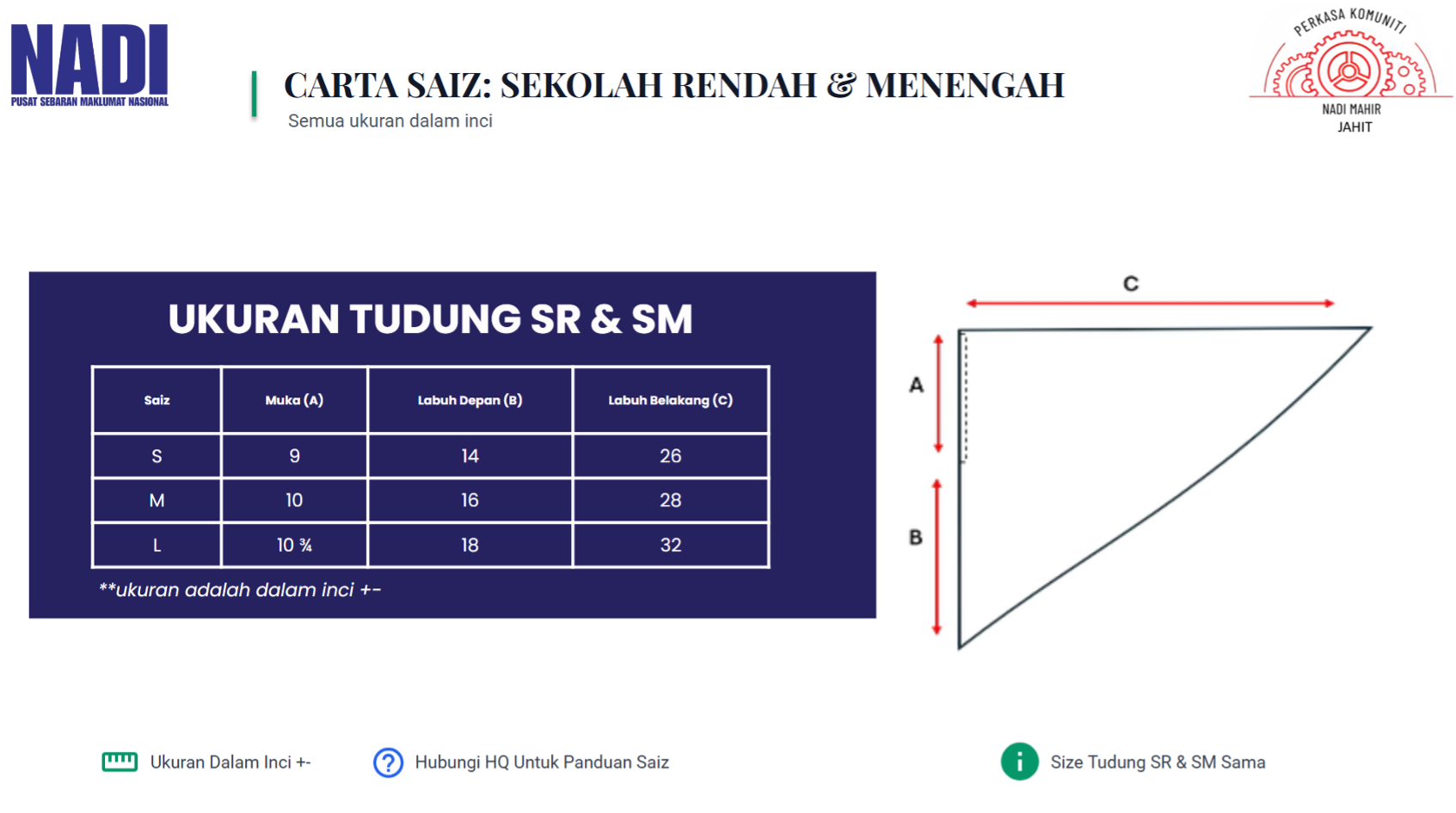 Set Baju Sekolah Rendah NADI Saiz 14.5 — gambar 4