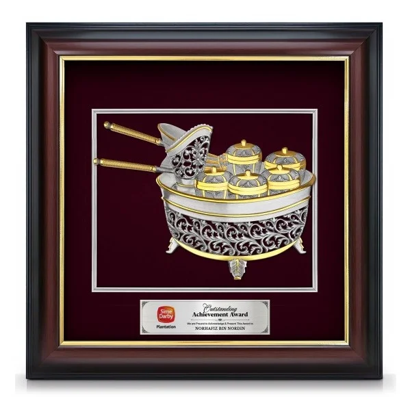 16" x 16" Gold Border VIP Frame With Gold Plated Pewter - Tepak Sireh