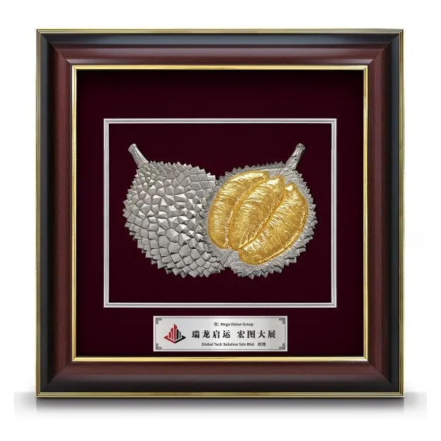 16" x 16" Grandeur Dual Gold Border VIP Frame With Gold Plated Pewter - Durian Musang King